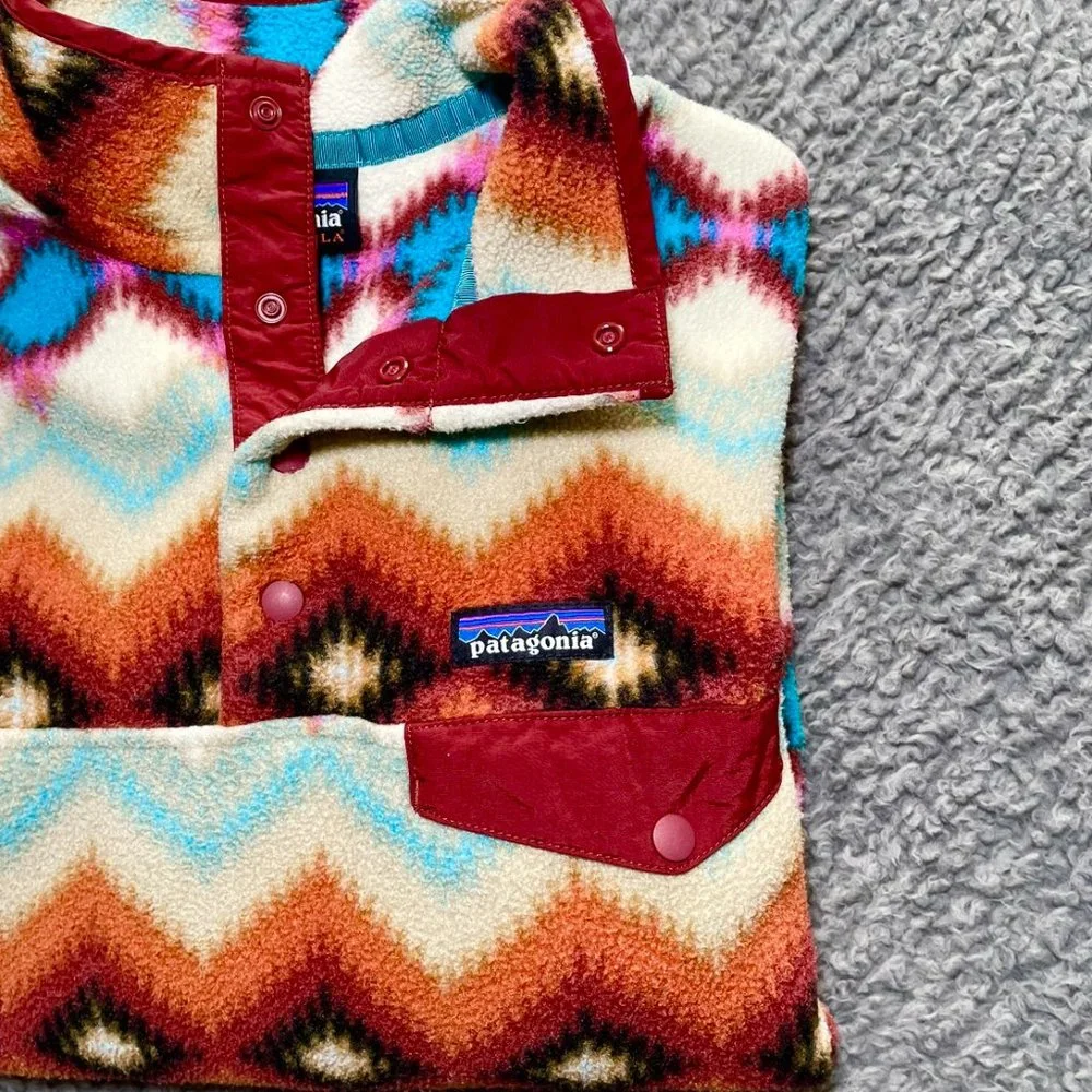 Patagonia Synchilla Lightweight Snap-T Pullover in HTF Timber Twist Cinder Red - Picture 2 of 6